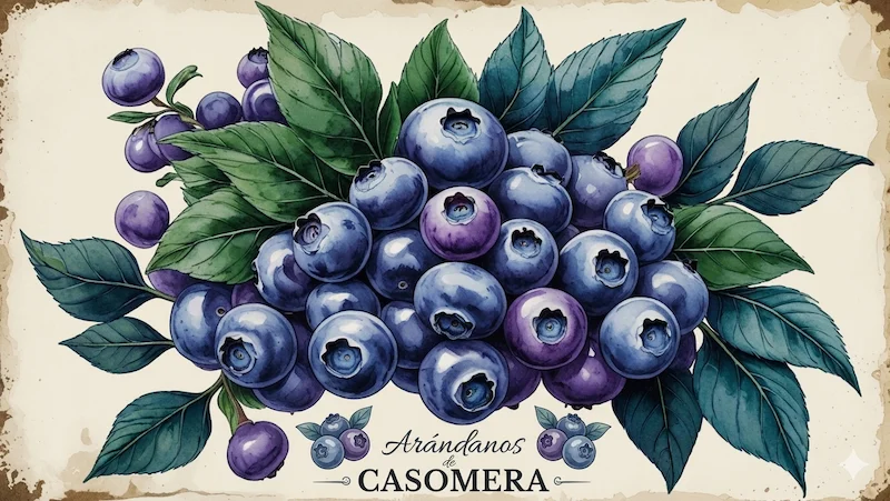 Arándanos de Casomera — ilustración acuarela